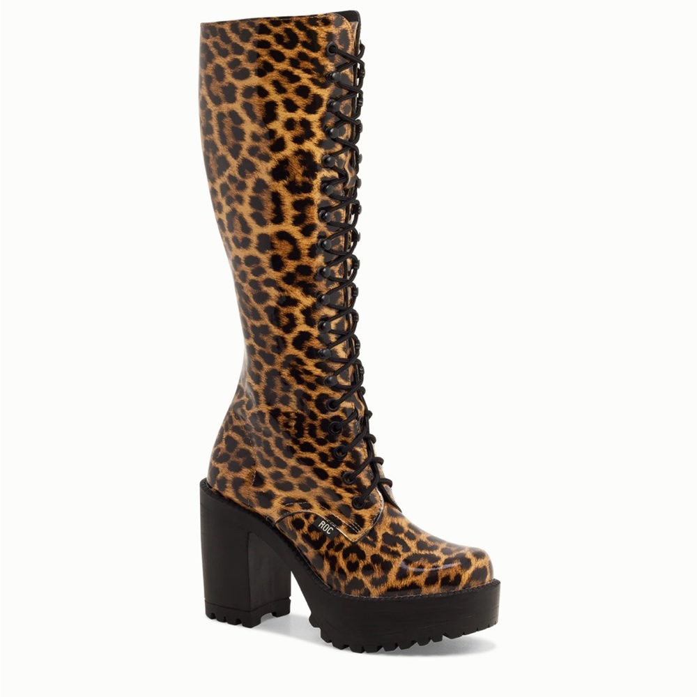 🆕ROC🖤Lash Tan/leopard platform boots! Black lace ups! Australia! size: 37 NIB! 7
